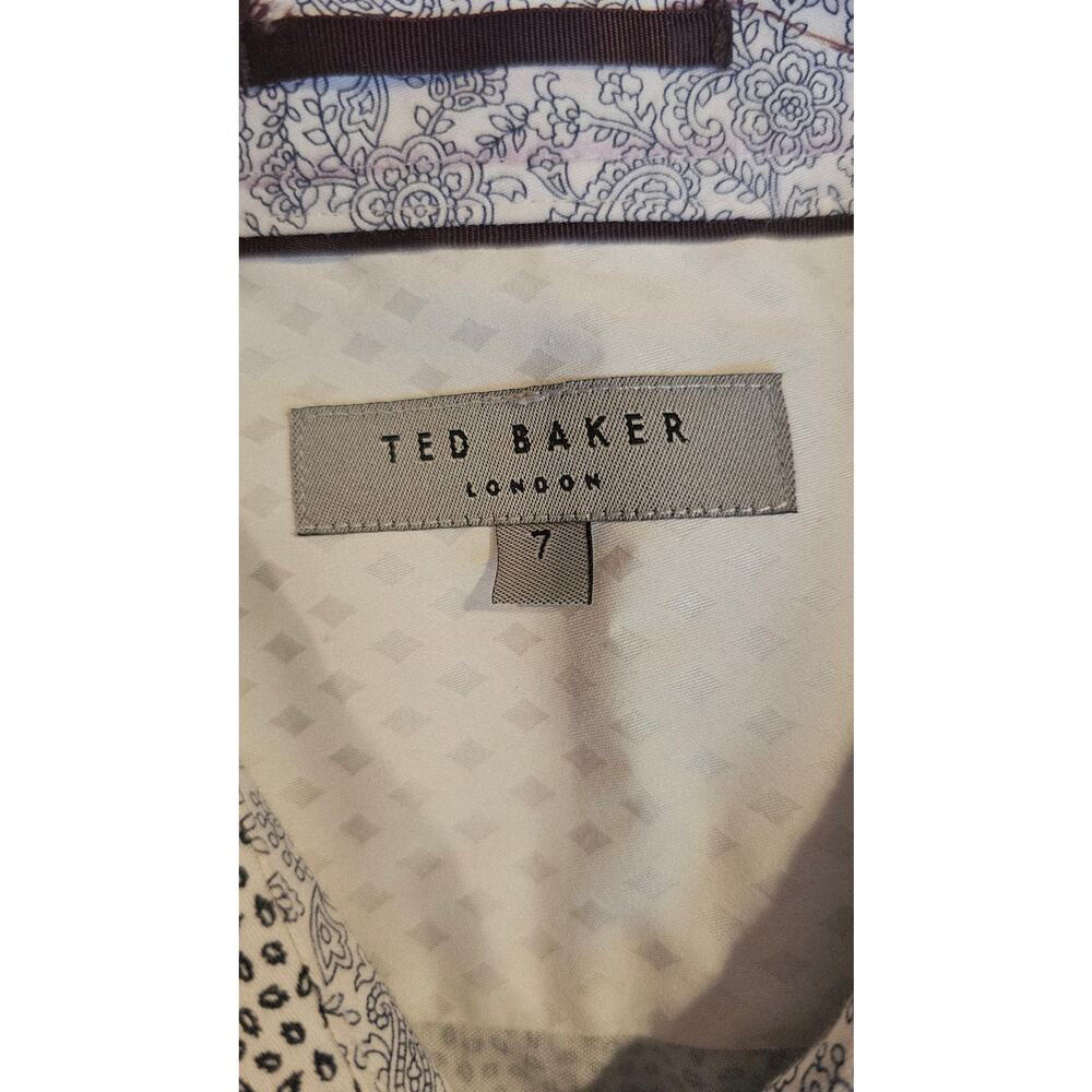 Ted Baker London Button Down Shirt, 100% Cotton, TB Sz 7 Blue/ White - Picture 4 of 9